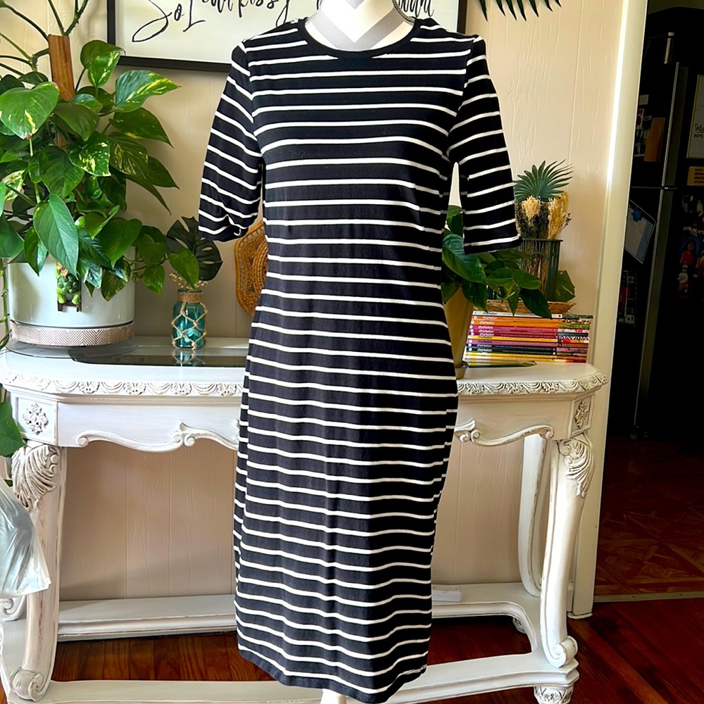 Black Striped Stretchy Dress